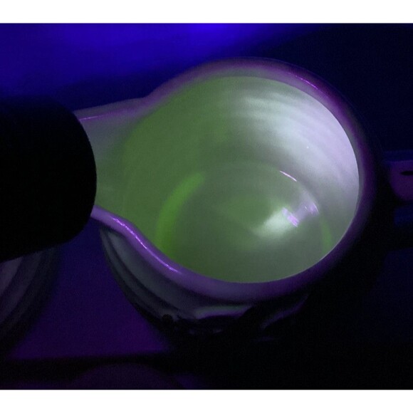 Vitreous Porcelain China Beehive Style Creamer & Sugar Bowl With Uranium Glaze - Picture 15 of 16